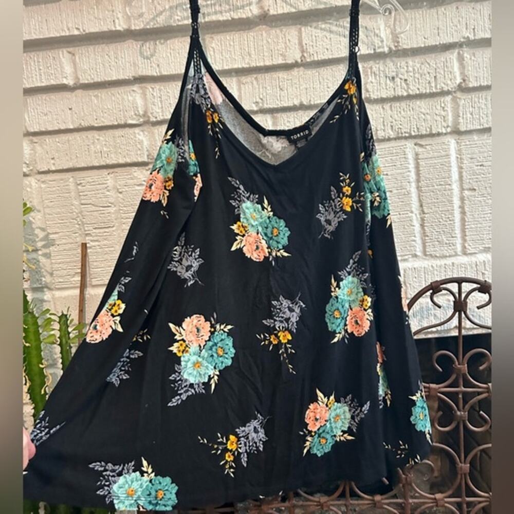 Torrid Black Floral Tank Top 3xl